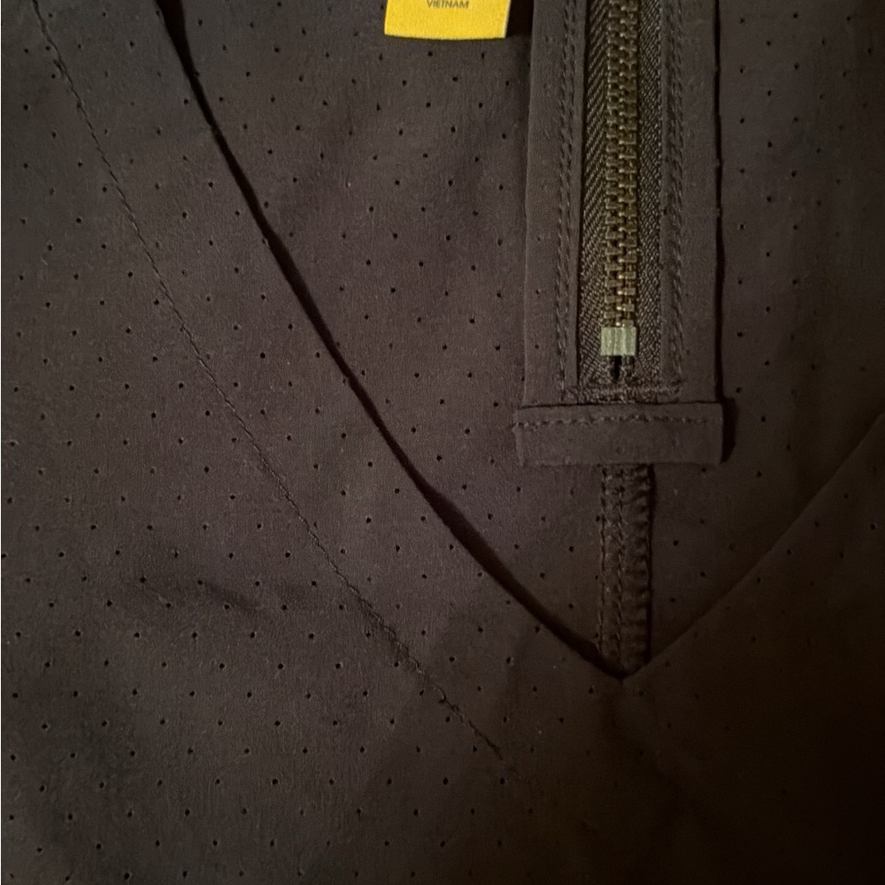 Lole Black Perforated Active Top with Yellow Tag